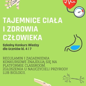 plakat konkurs tajemnice ciala i zdrowia czlowieka
