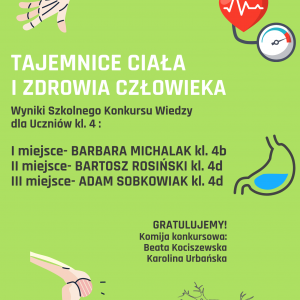 wyniki konkursu  tajemnica ciala i zdrowia czlowieka